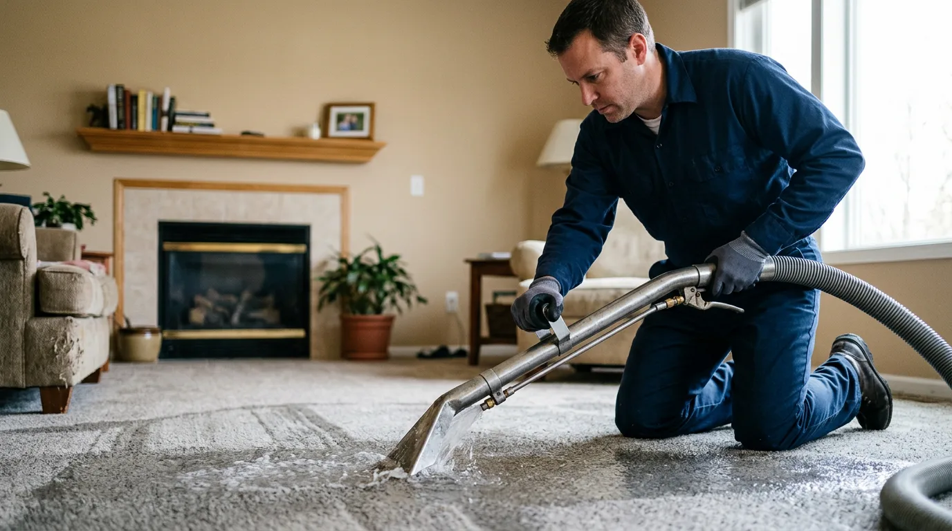 Water damage restoration technician working near Kirkman, IA